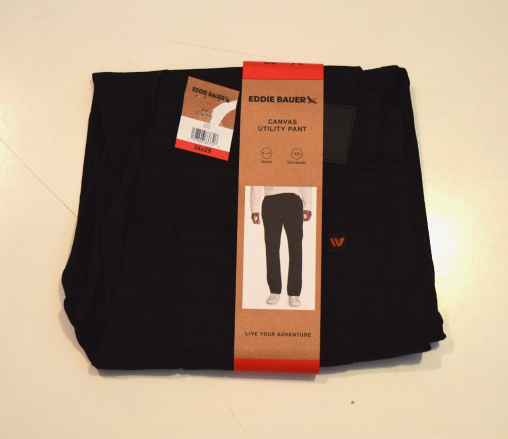 EDDIE BAUER Black Canvas Utility Pants Size 30 X 30 NWT Mens
