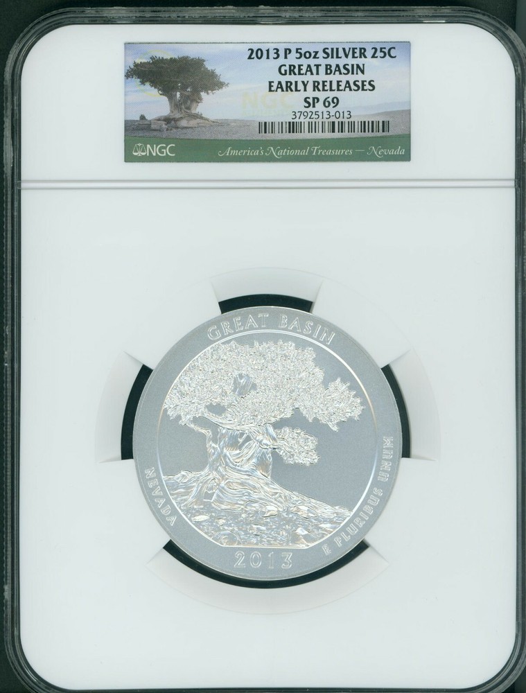 2013-P GREAT BASIN AMERICA BEAUTIFUL ATB 5 OZ. SILVER NGC SP69 EARLY RELEASES ER