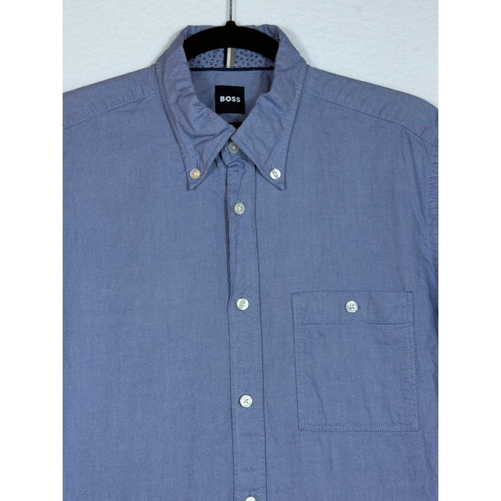 BOSS Hugo Boss Slim Fit Long Sleeve Button Down Shirt Mens Blue Size M