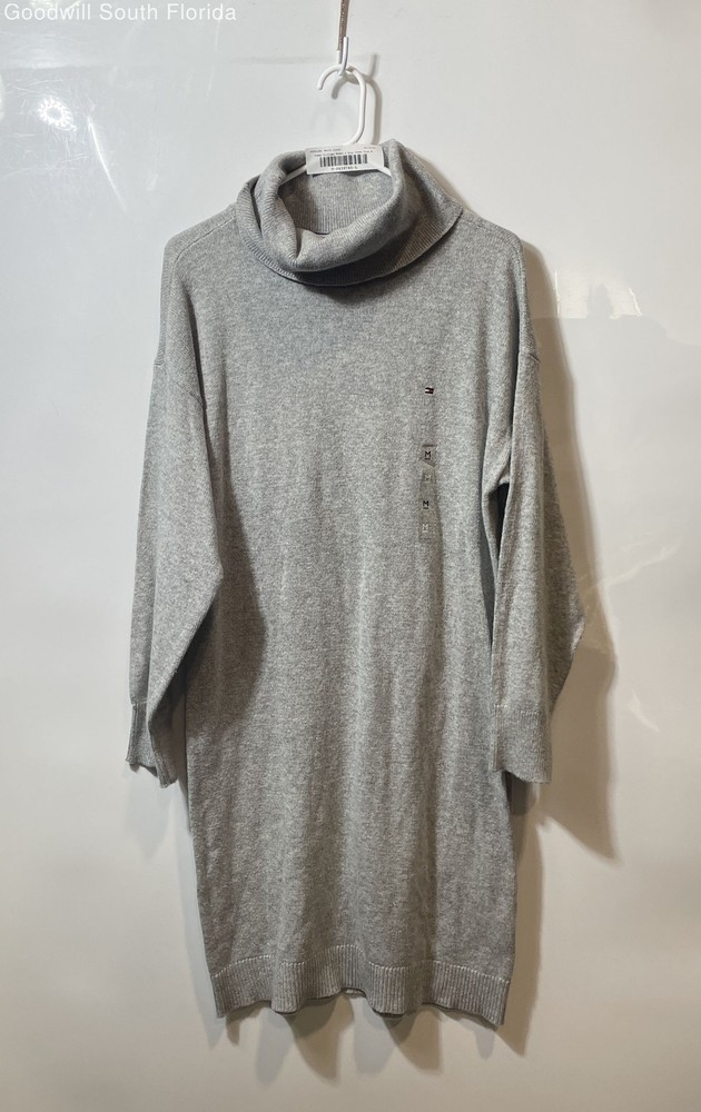 Tommy Hilfiger Womens Gray Long Sleeve Turtleneck Pullover Sweater Dress Size M