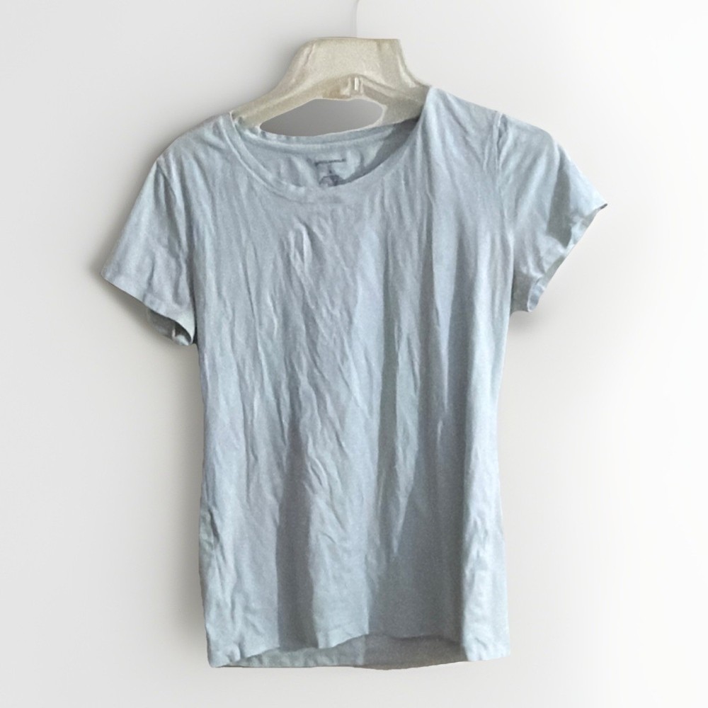 Banana Republic Women’s Light Blue Solid Crew Neck Stretch Knit Tee M Regular
