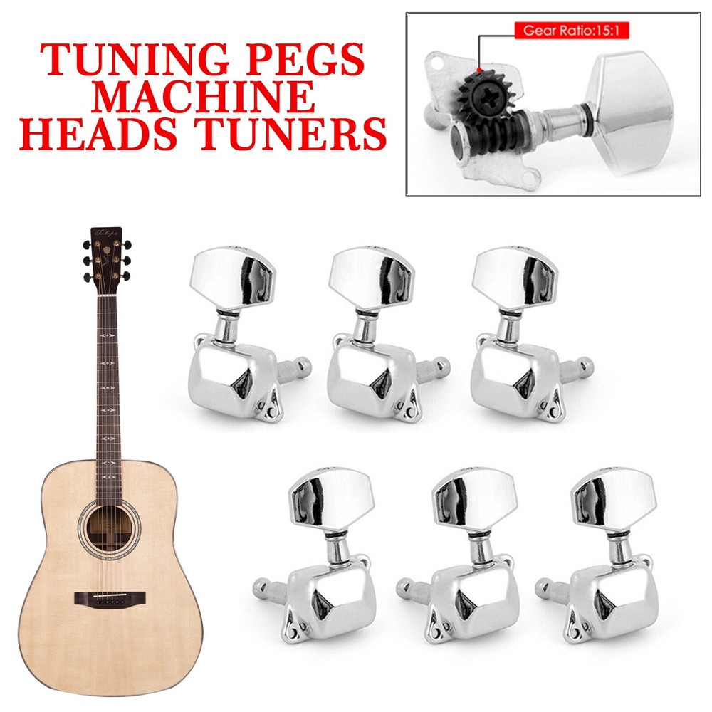 3x3 Chrome Guitar Tuning Pegs Tuners Keys String Machine Heads Semiclosed Set