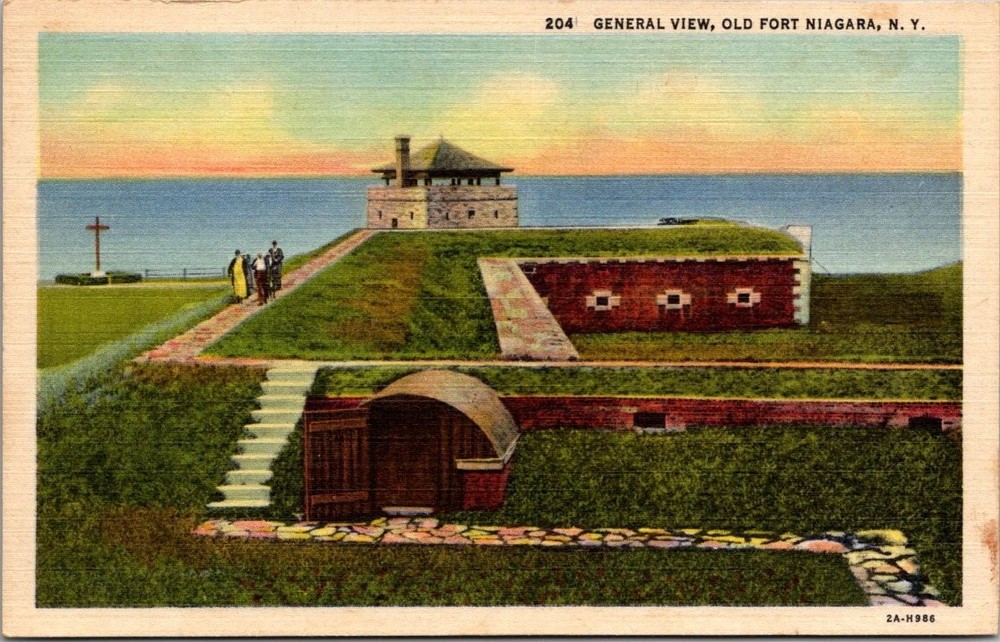 Old Fort Niagara NY Linen Postcard General View Youngstown NY 1930s Unposted