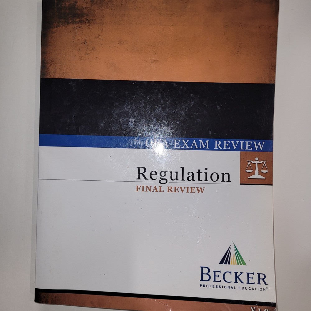 Becker CPA Exam Review  Regulation Final Review V 1.0  in Excellent Cond.