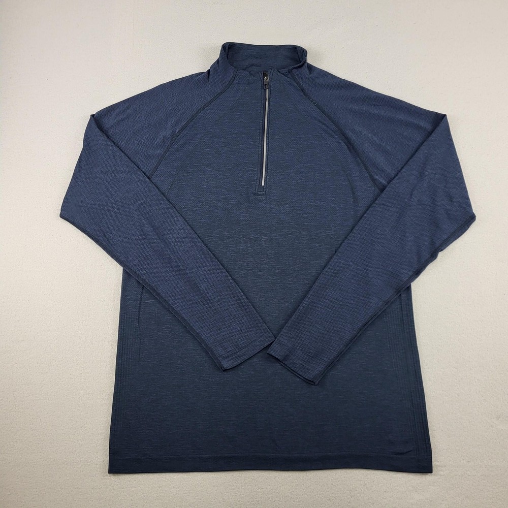 Lululemon Metal Vent Tech Pullover Mens Large Blue 1/4 Zip Long Sleeve Athletic