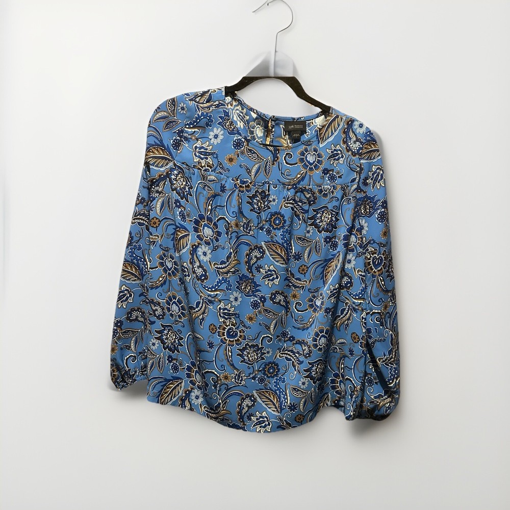 J Jill Wearever Blue Paisley Blouse Size S