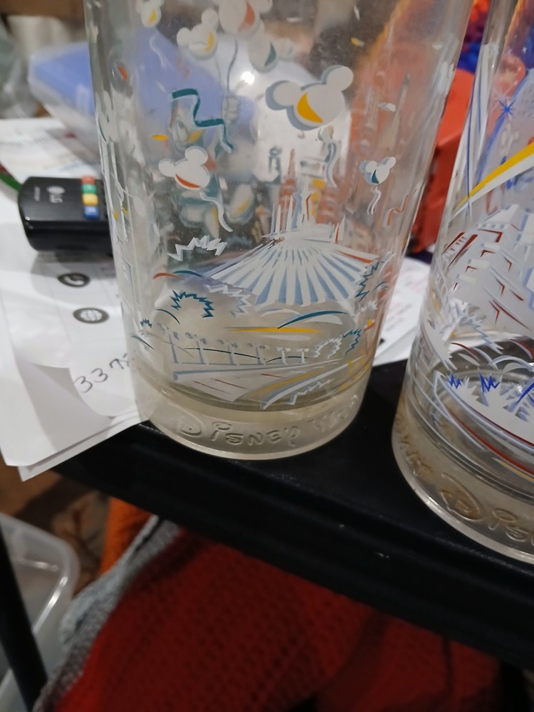 McDonalds Drinking Glasses Walt Disney World 25th Anniversary Set of 2 Vintage