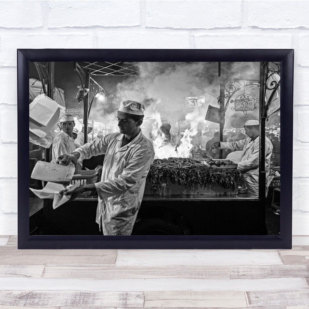 Street Cooking Marrakesh Night Food People Wall Art Print