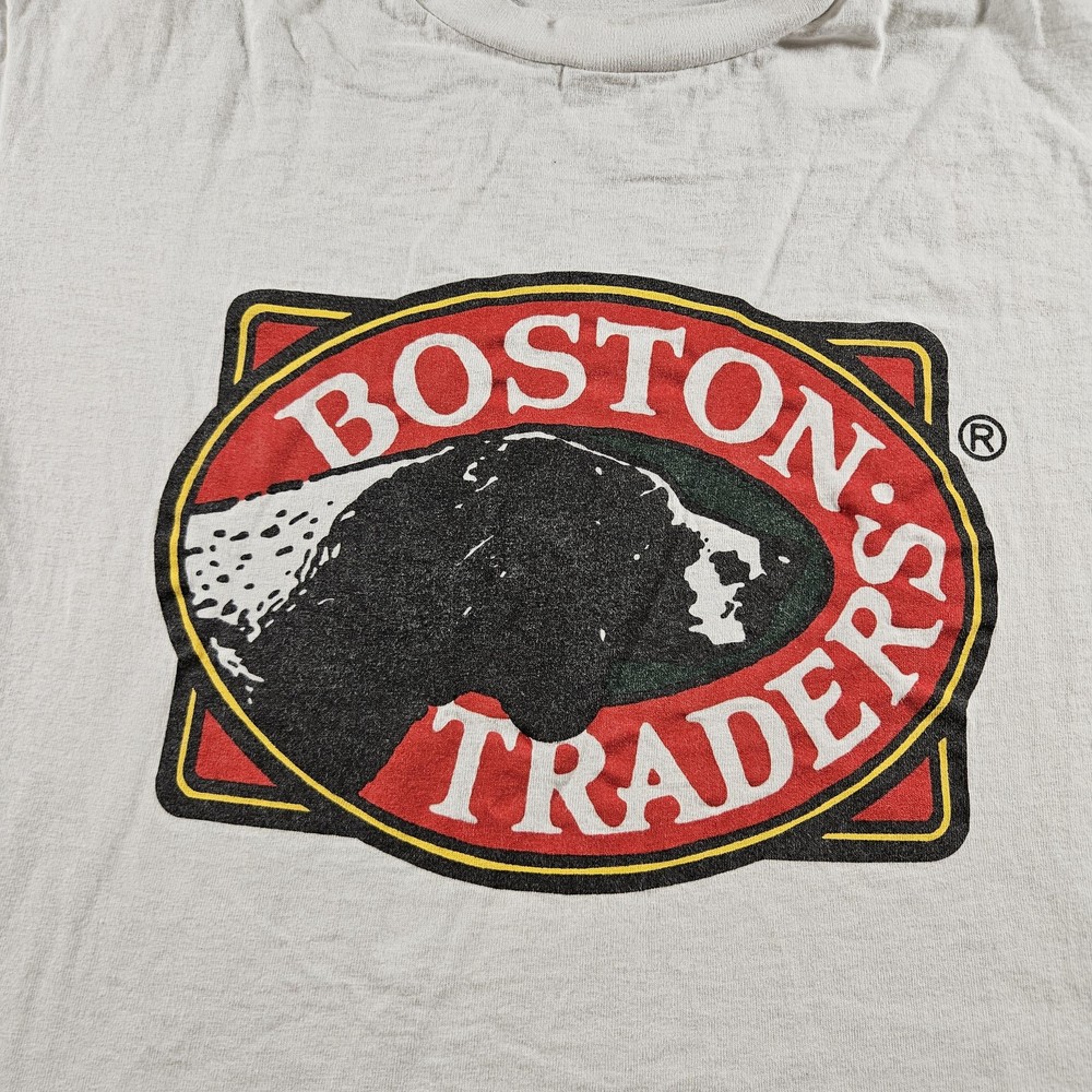 Vintage Marbleheaders Shirt Mens Large White Boston Traders Logo Graphic Tee 90s