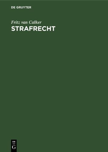 Fritz Van Calker Strafrecht (Hardback)