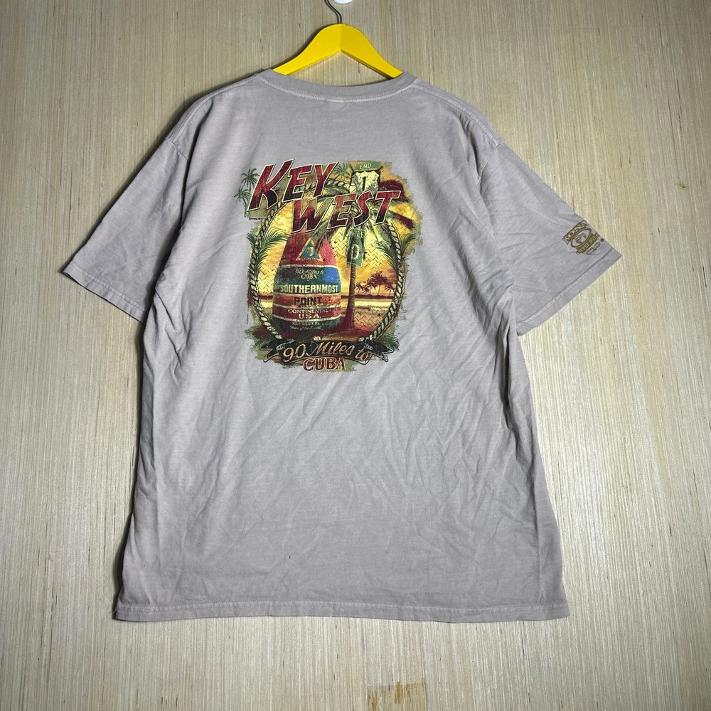 Vintage Crazy Shirts T-Shirt Mens Large Beige Key West Hawaii Graphic 90s