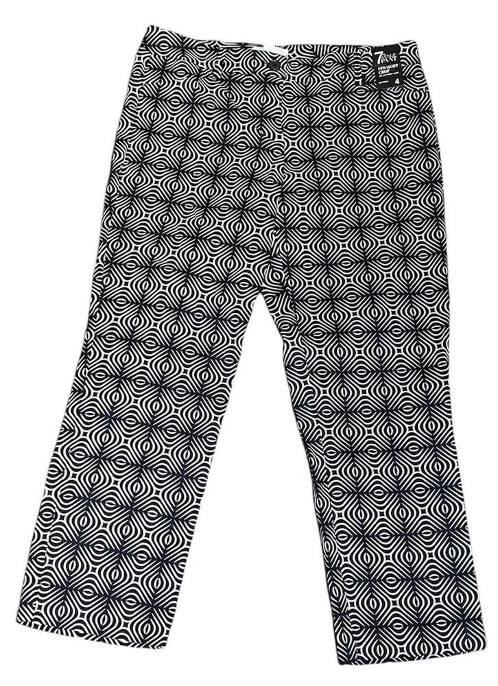 NWT NY & Co 7th Avenue Straight Cropped Pants Women's 4 Sateen Black & White