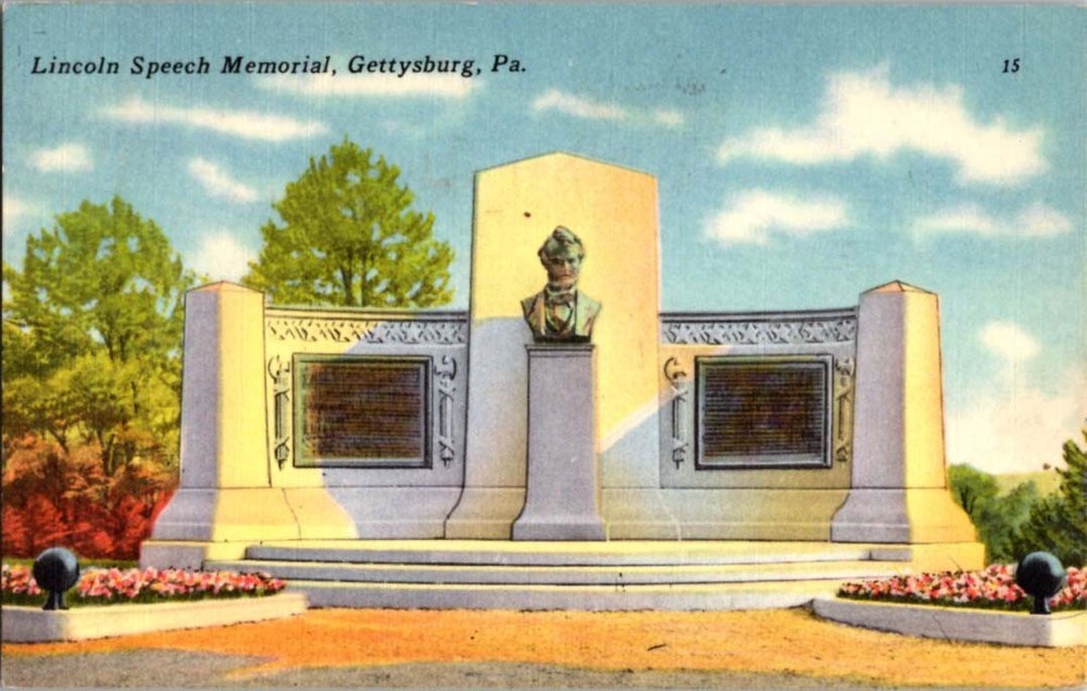 Linen PRESIDENT ABRAHAM LINCOLN CIVIL WAR MEMORIAL Gettysburg PA m/14 BJ9869
