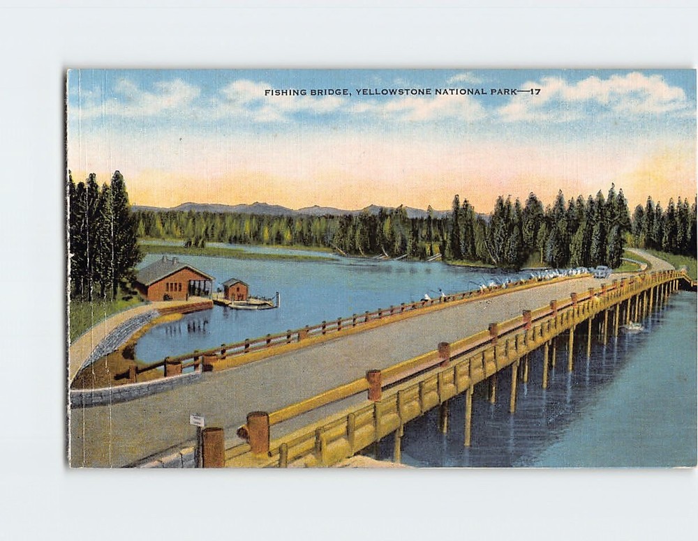 Postcard Fishing Bridge Yellowstone National Park Wyoming USA