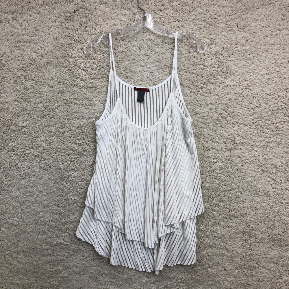 BKE Red Tank Top Shirt Extra Large White Striped Cami Scoop Neck Pullover Womens