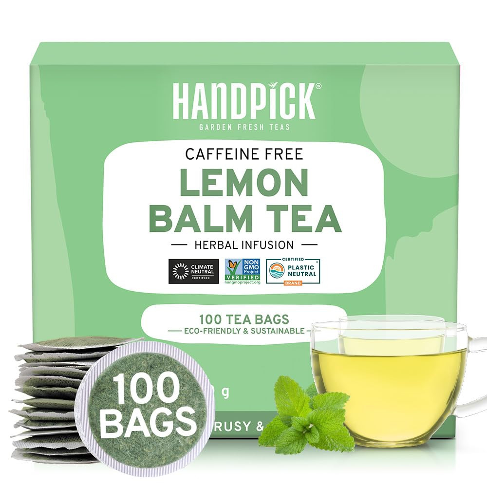 HANDPICK, Lemon Balm Tea Bags (100 Herbal Bags) Melissa -...