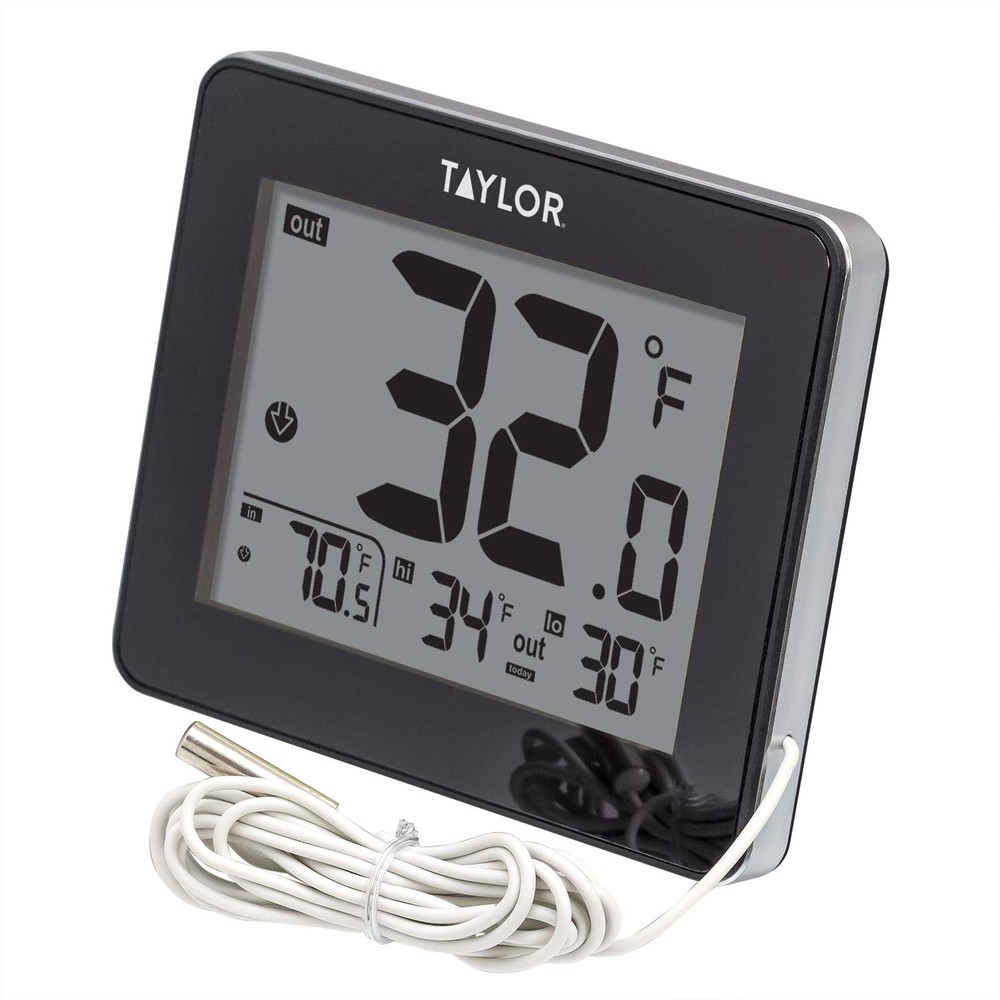 Taylor Wired Digital Indoor Outdoor Thermometer with LED Display, Wired Probe...