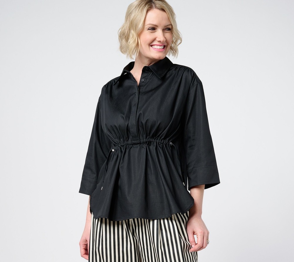 Carla Rockmore Collection Women's Top Sz S -Sleeve Shirt Black A683906