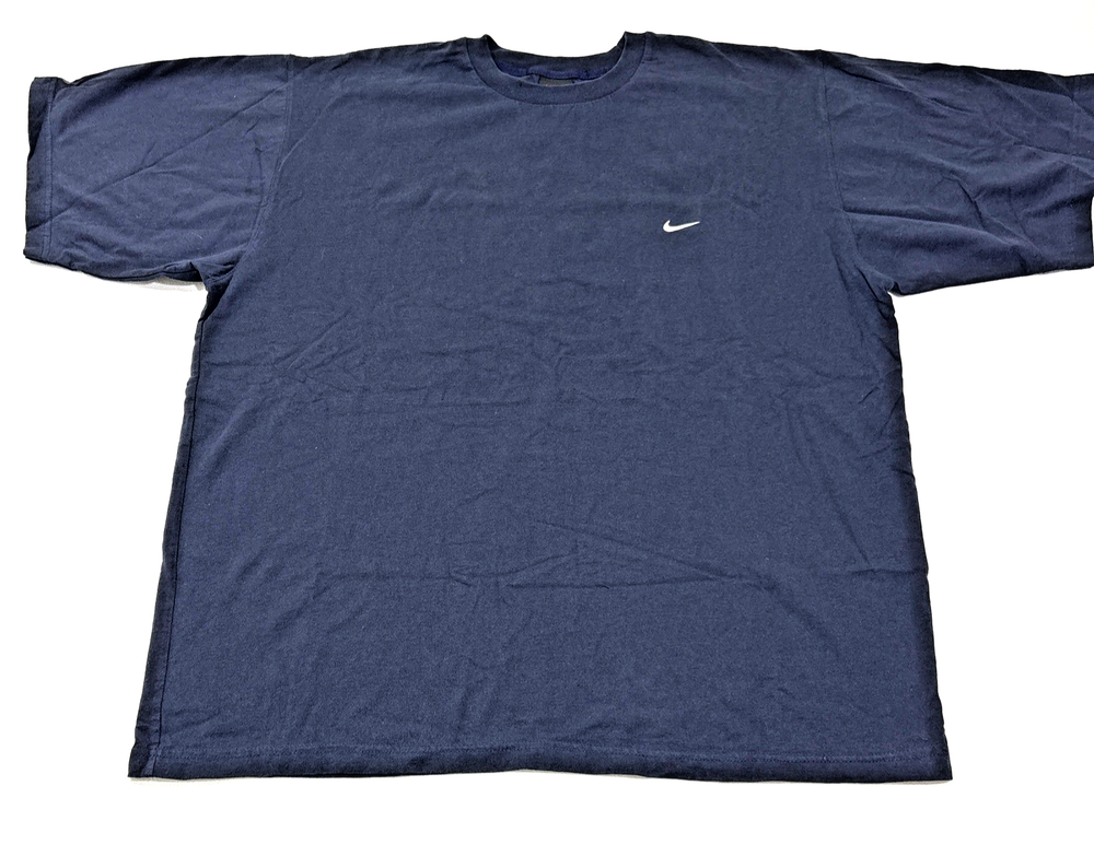 Nike Mini Swoosh T-Shirt Men’s XL Navy Blue 90s Red Tag Vintage Embroidered VTG