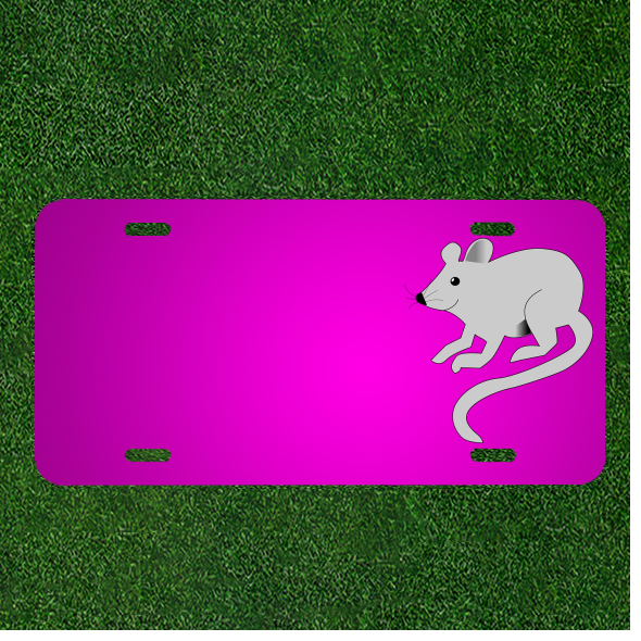 Customizable Mouse Gray Car License Plate with Personalized Names - Long Tail Design