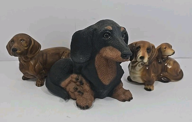Set Of 3 Vintage Dachshund Weiner Dog Statues Including One Homco #1268