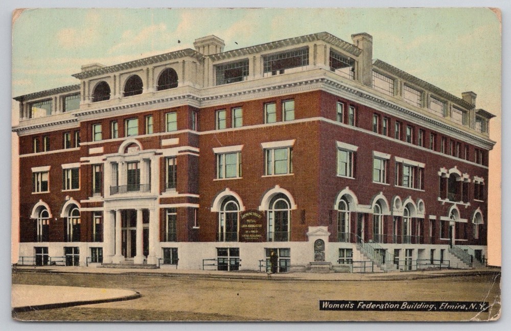 Elmira NY Women's Federation Building Postcard 1914 Baker Bros.