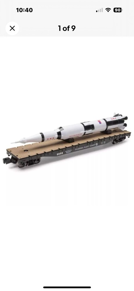 O Scale Flatcar USA Saturn V Rocket Train Car with Real Wood Composite Deck NIP