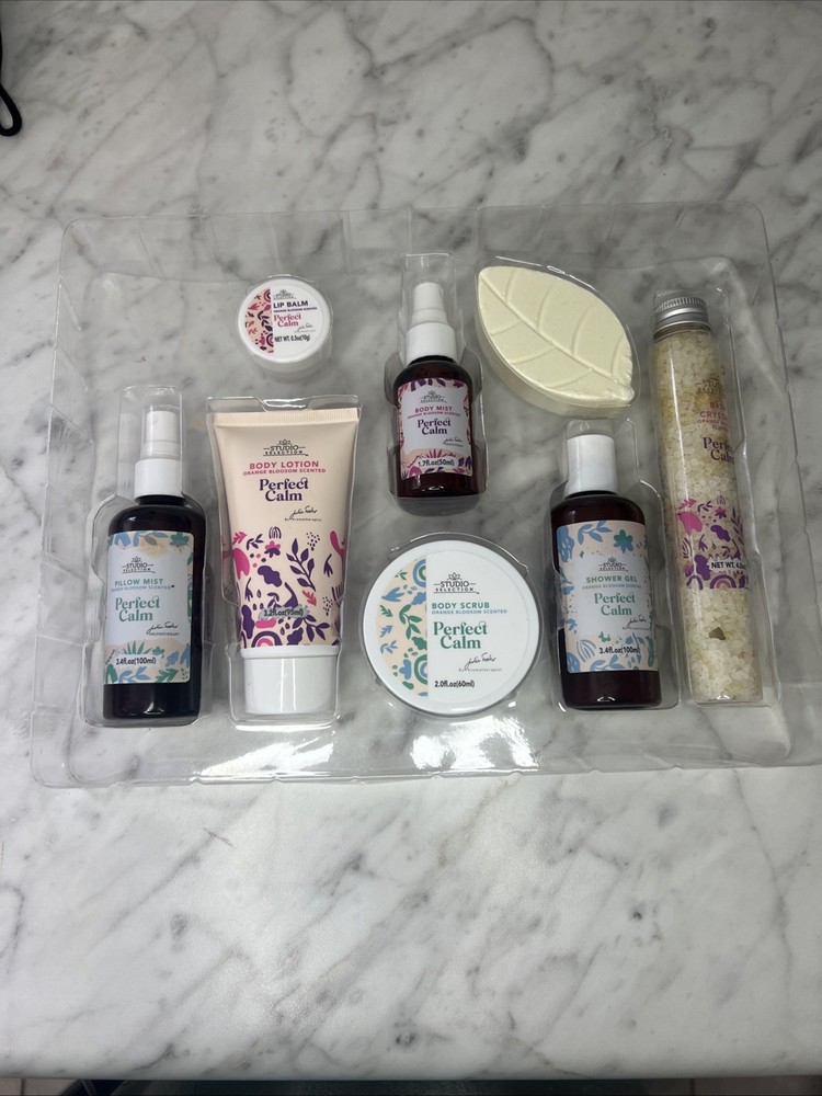 Studio Selection Perfect Calm Bath Gift 8pc Set Lavender Vanilla/Orange Blossom