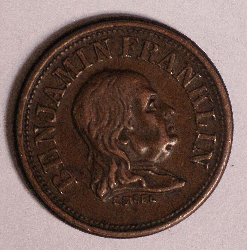 1860s Benjamin Franklin PENNY SAVED Civil War Patriotic Token 14941