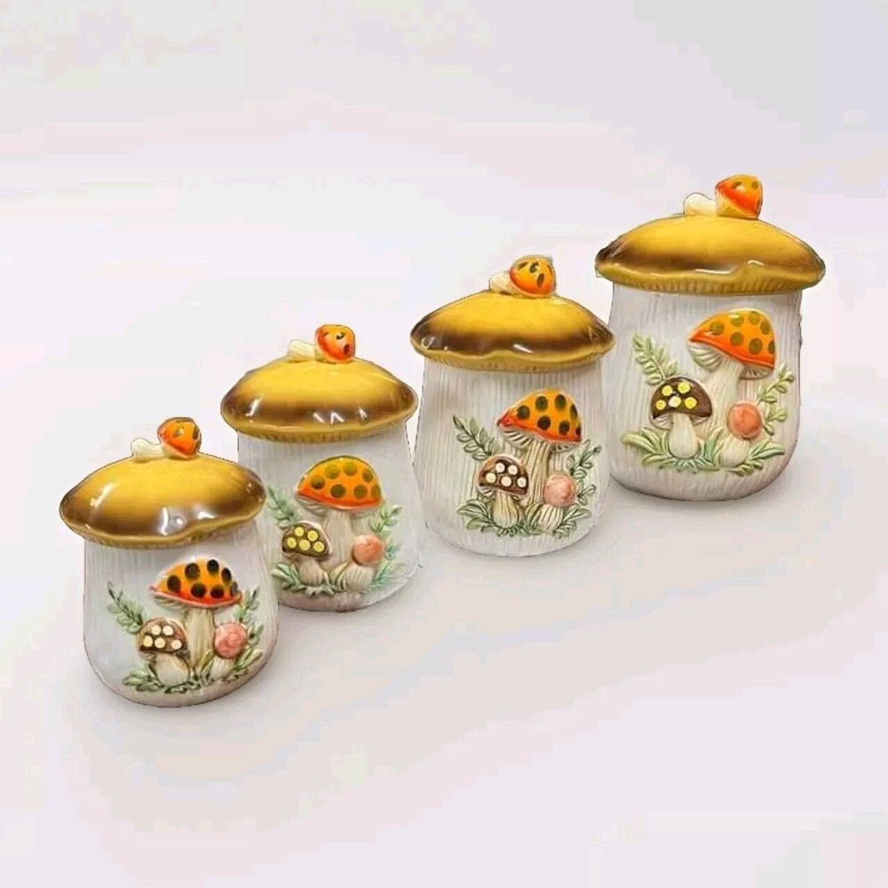 Sears ~ Merry Mushroom 4 Piece Canister Set