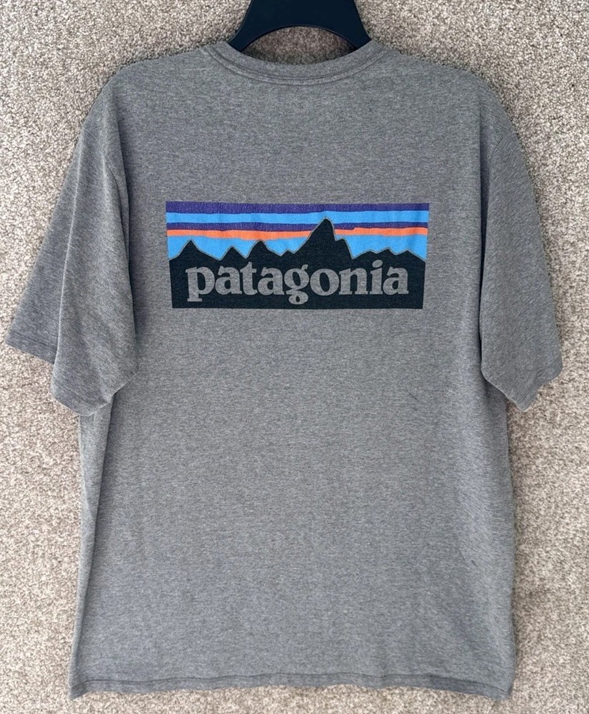Patagonia Mens Large Gray P-6 Logo Responsibili-Tee Outdoor Short Sleeve T-Shirt