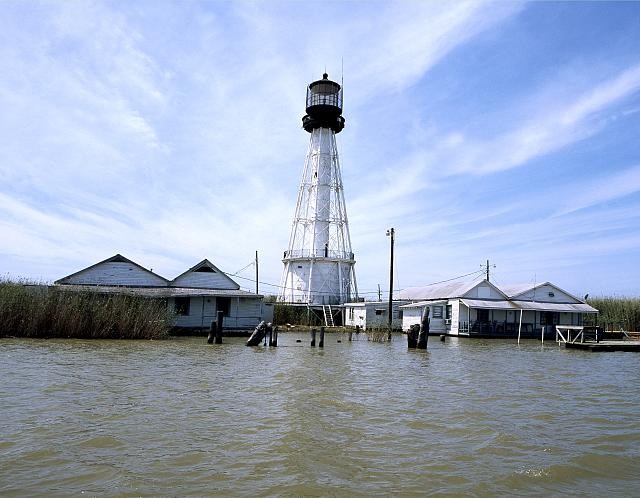 Photo:Louisiana South Pass Lighthouse 1980s Marsh Waterway