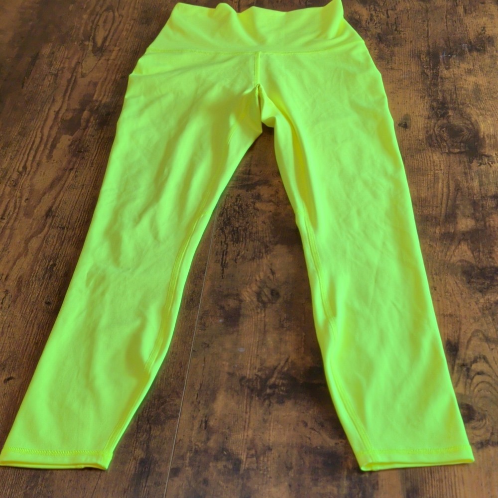 Fabletics PureLuxe Neon Yellow Ankle Leggings XS Women's Solid Stretch Knit
