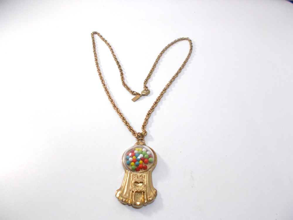 1928 Jewelry Co Gold Tone Gumball Machine Pendant Necklace