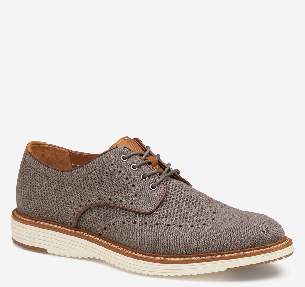 Men's Johnston & Murphy Upton Gray Knit Wingtip Dress Shoes New in Box