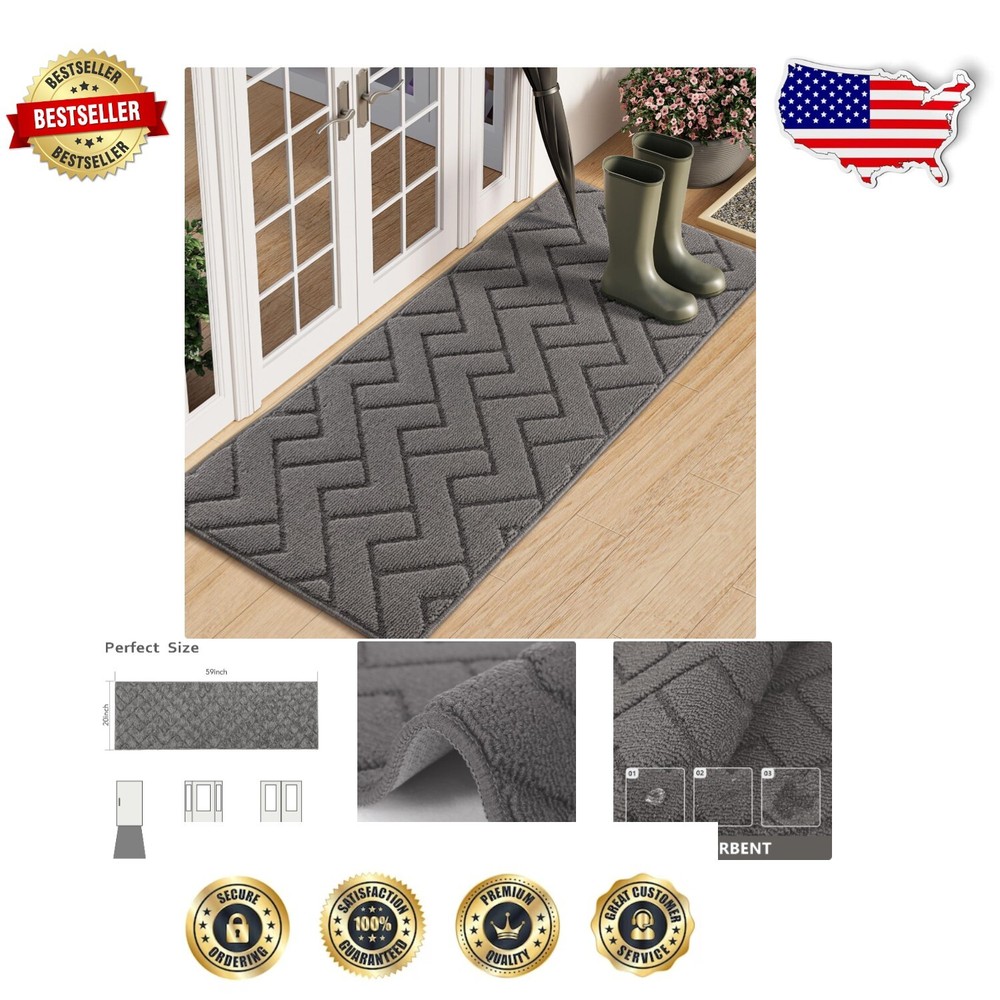 Stylish Grey Non-Slip Entrance Mat, 20