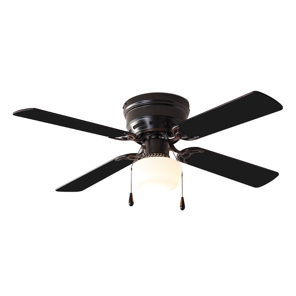 42-Inch Black Indoor Hugger Ceiling Fan with LED Light Kit and 4 Blades