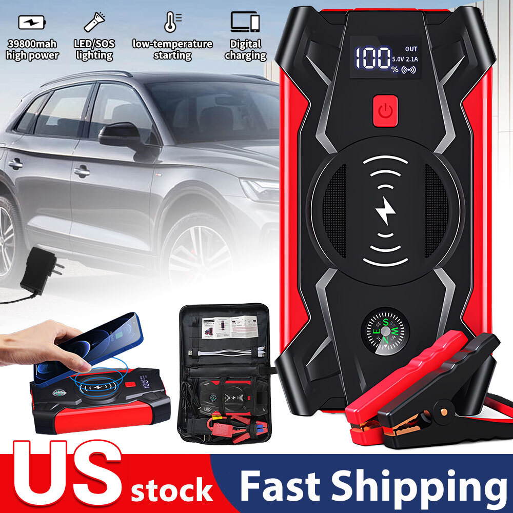 800A Car Jump Starter Booster Jumper Portable Power Bank Battery Wireless Charge