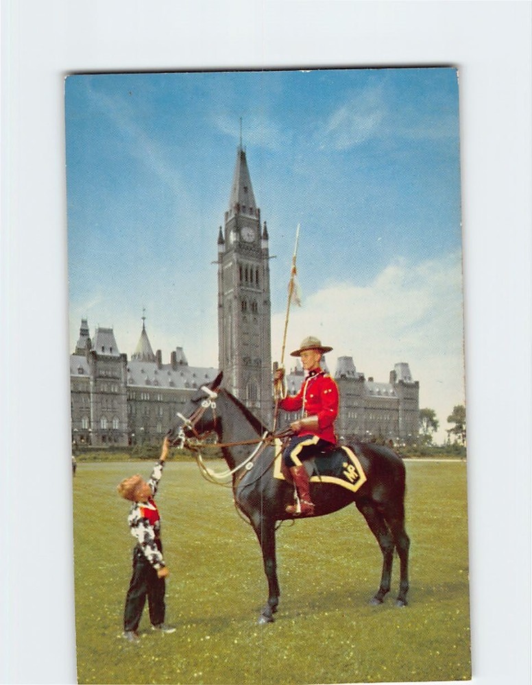 Postcard Mountie At Peace Tower Parliament Buildings Ottawa Canada