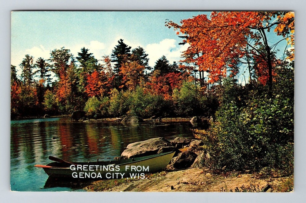 Genoa City WI-Wisconsin, Scenic General Greetings A Boat, Vintage Postcard