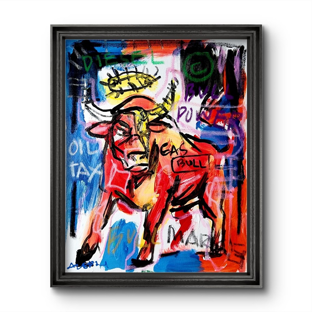 Aleph Original Art Bull 14x11 Modern Abstract Neo Expressionist Painting Canvas