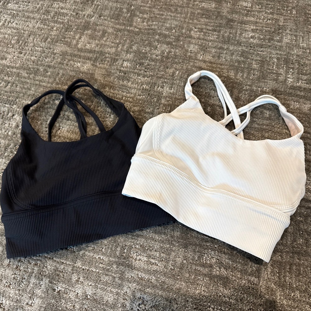Lululemon Energy Bra Long Line Texture (ribbed) lot, bundle, Size 4, w and b