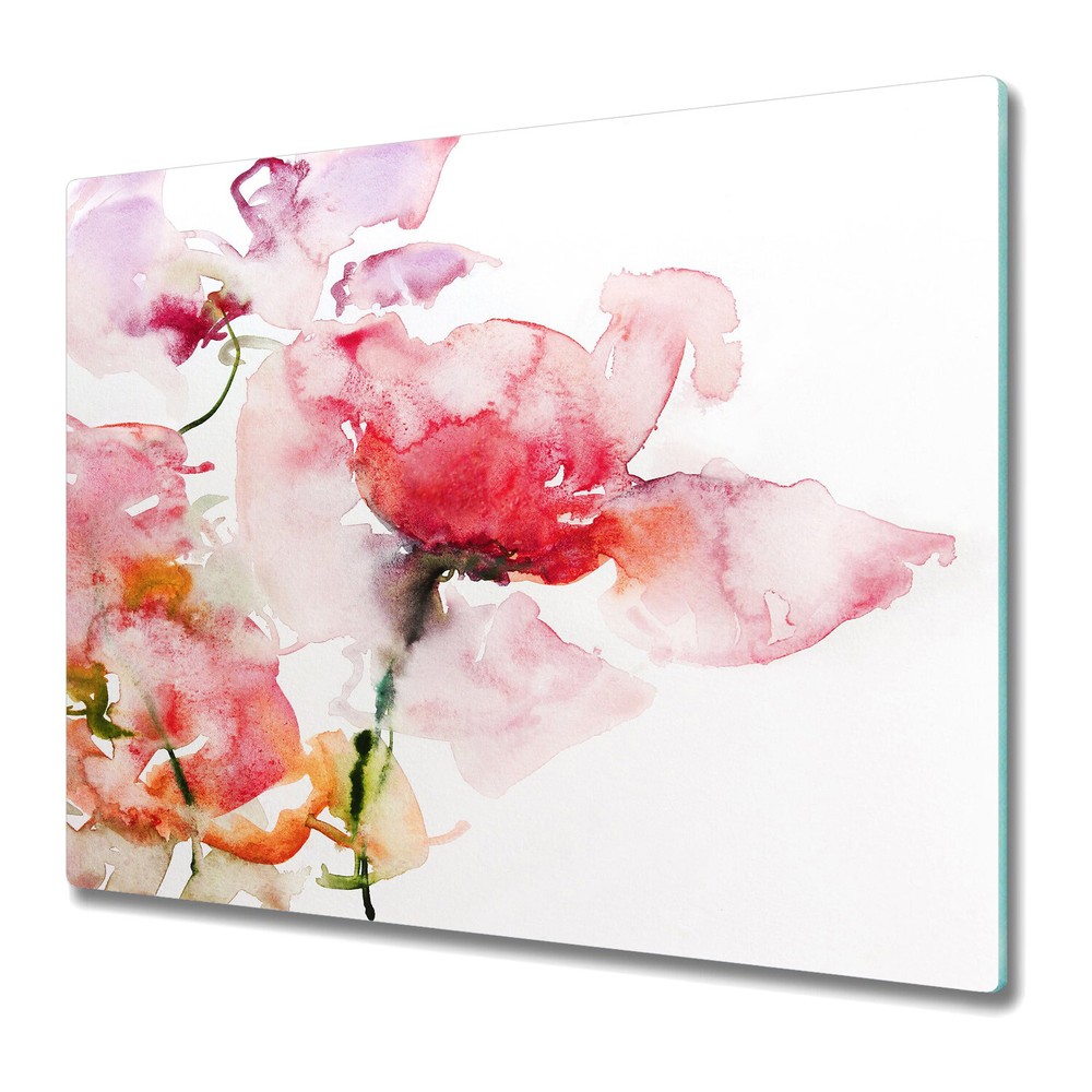 Glass Worktop Kitchen Chopping Board Floral Watercolour Abstract 60x52