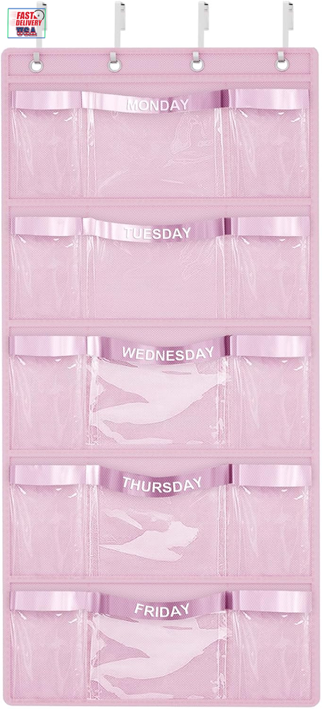 Weekly Hanging Closet Organizer for Kids,Day of Week Kids Clothes Organizer,Scho