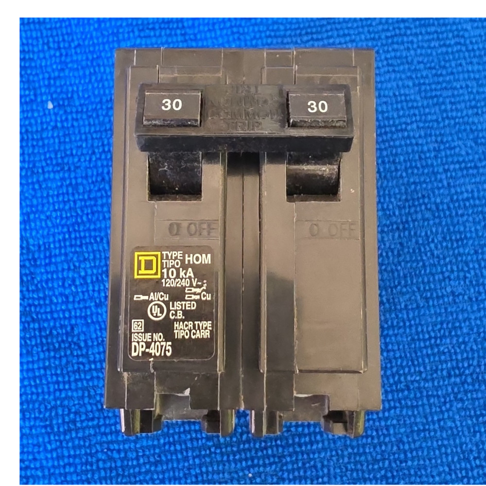 Square D DP-4075 30A 2-Pole HACR Circuit Breaker 120/240V Branch Circuit