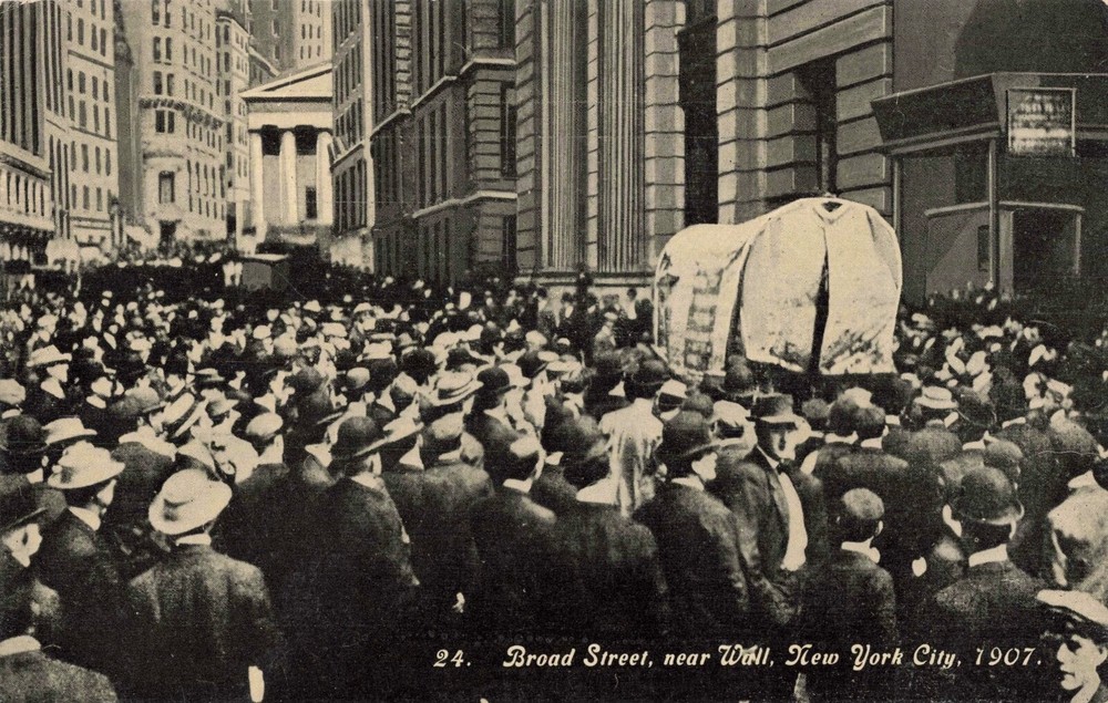 Broad Street near Wall New York City NY Ezra Meeker Oregon Trail c1910 Postcard