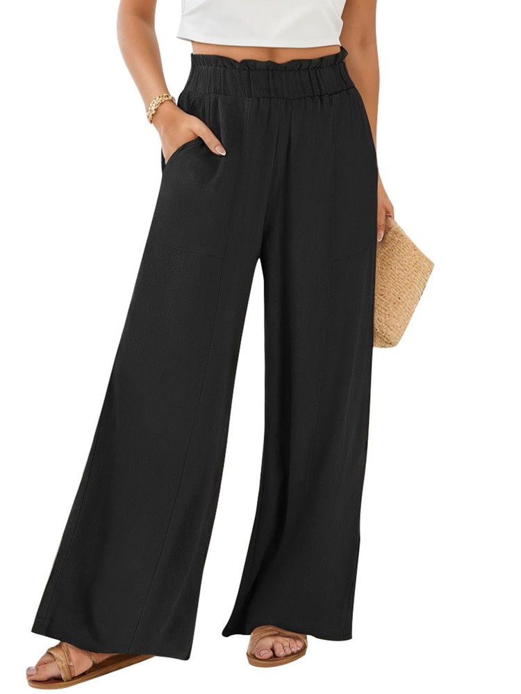 Womens Casual Loose Wide Leg Palazzo Pants High Waist Beach Trousers