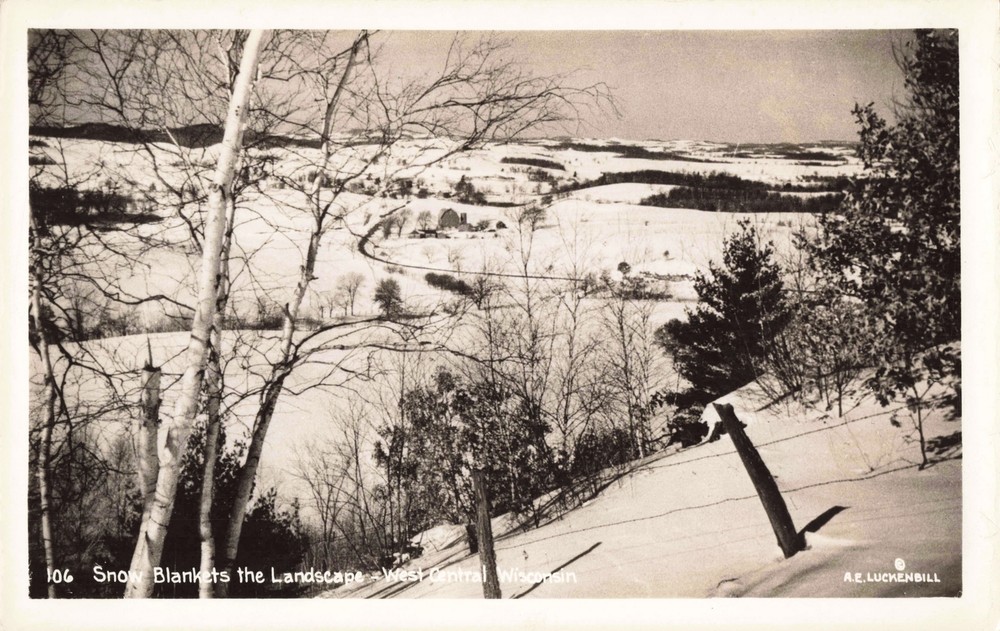 RPPC 1940s Wisconsin Winter HIGH VALLEY View Sparta Tomah WI Monroe County!!!