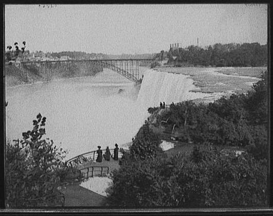 Photo:Niagara Falls NY American Falls 1900s Bridge Waterfall Goat Island