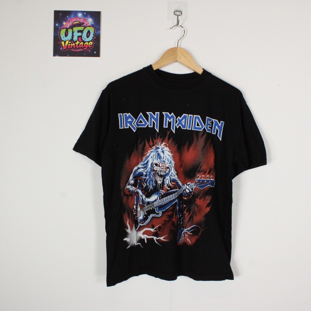 Iron Maiden Eddie Bass Black T Shirt Adult Large Rock Metal Graphic Boxy Fit